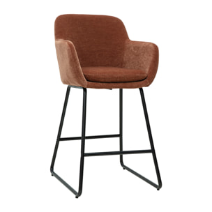 Tabourets de bar en tissu effet velours terre brûlée H65 cm (lot de 2) AMIKA