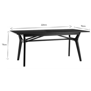 Table extensible rallonges intégrées rectangulaire en bois noir L180-220 cm FOSTER