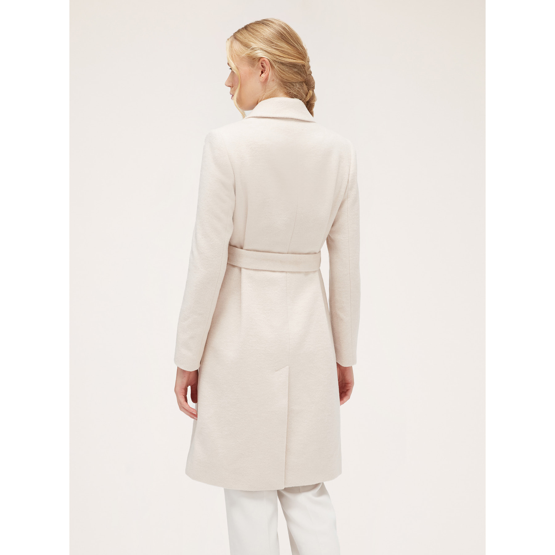 Motivi - Cappotto midi con cintura misto lana - Bianco