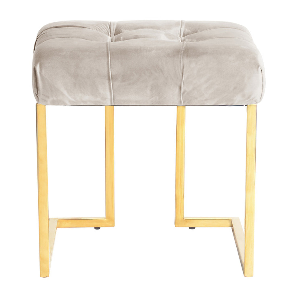 Sgabello Rarity in Velluto Taupe con Struttura Oro