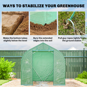 Serre tunnel de jardin étagères 6 fenêtres bâche PE acier vert