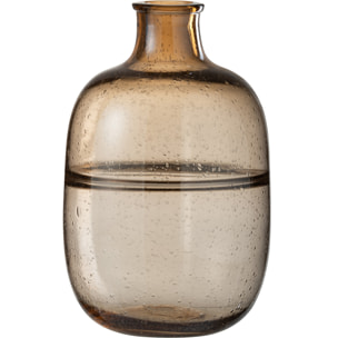 J-Line vase Rond Nervures - verre - ambre - large - 35 cm de hauteur