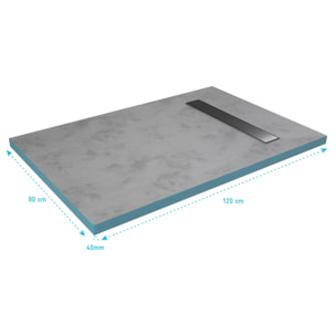RECEVEUR DE DOUCHE A CARRELER 80x120CM RECOUPABLE SUR MESURE AVEC BONDE CANIVEAU RAINY LINEAR 120