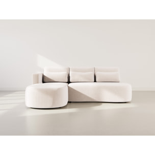 Mahina - canapé d'angle gauche 4 places convertible avec coffre en velours côtelé - Beige