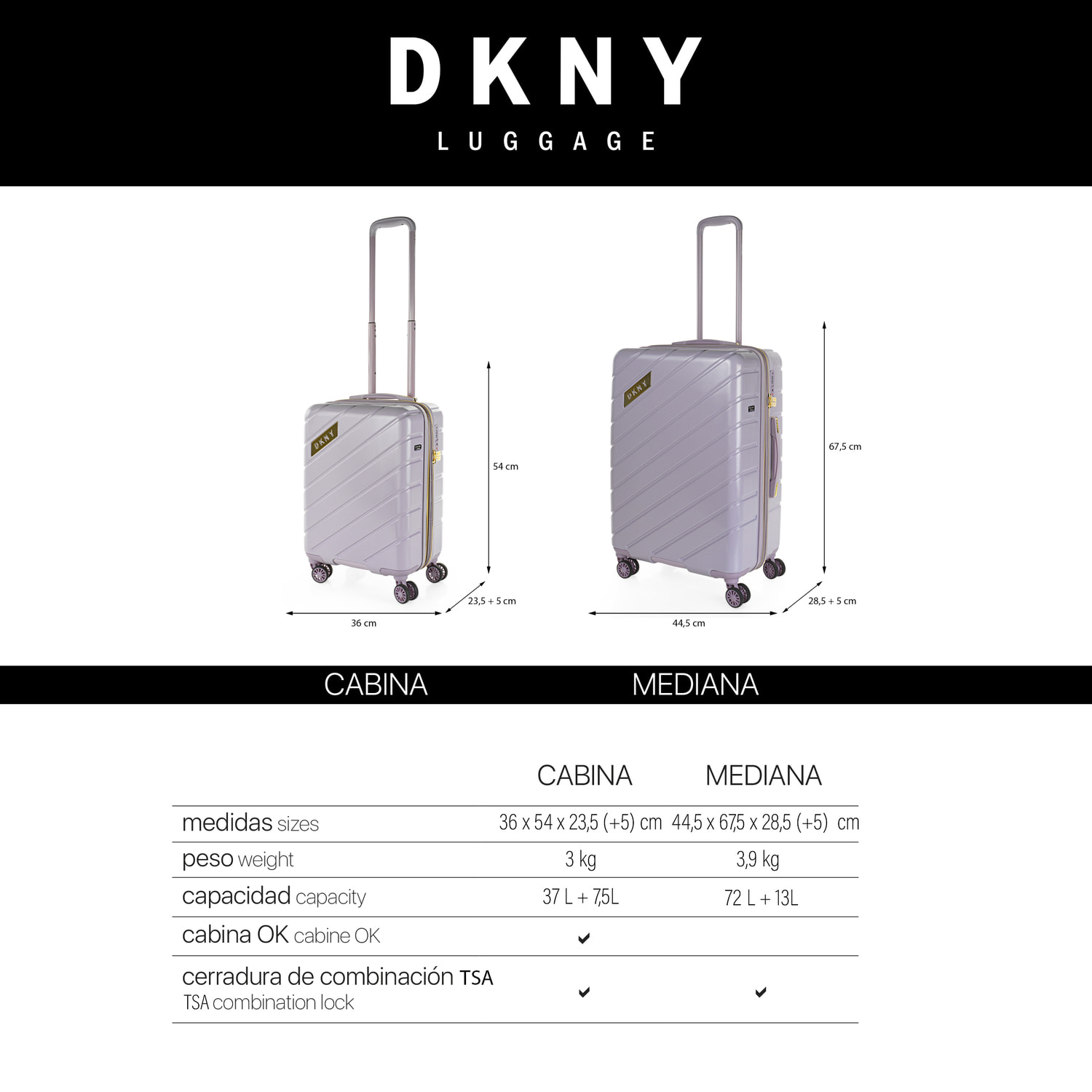 Juego De Maletas Pc Dkny Bias Hs Lavender