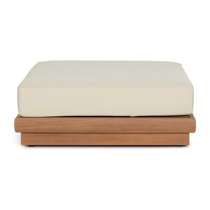 Poggiapiedi di design BILBAO in legno teak e tessuto beige