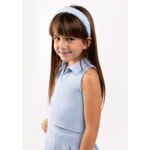 Girl's Bluish Sleeveless Polo T-shirt