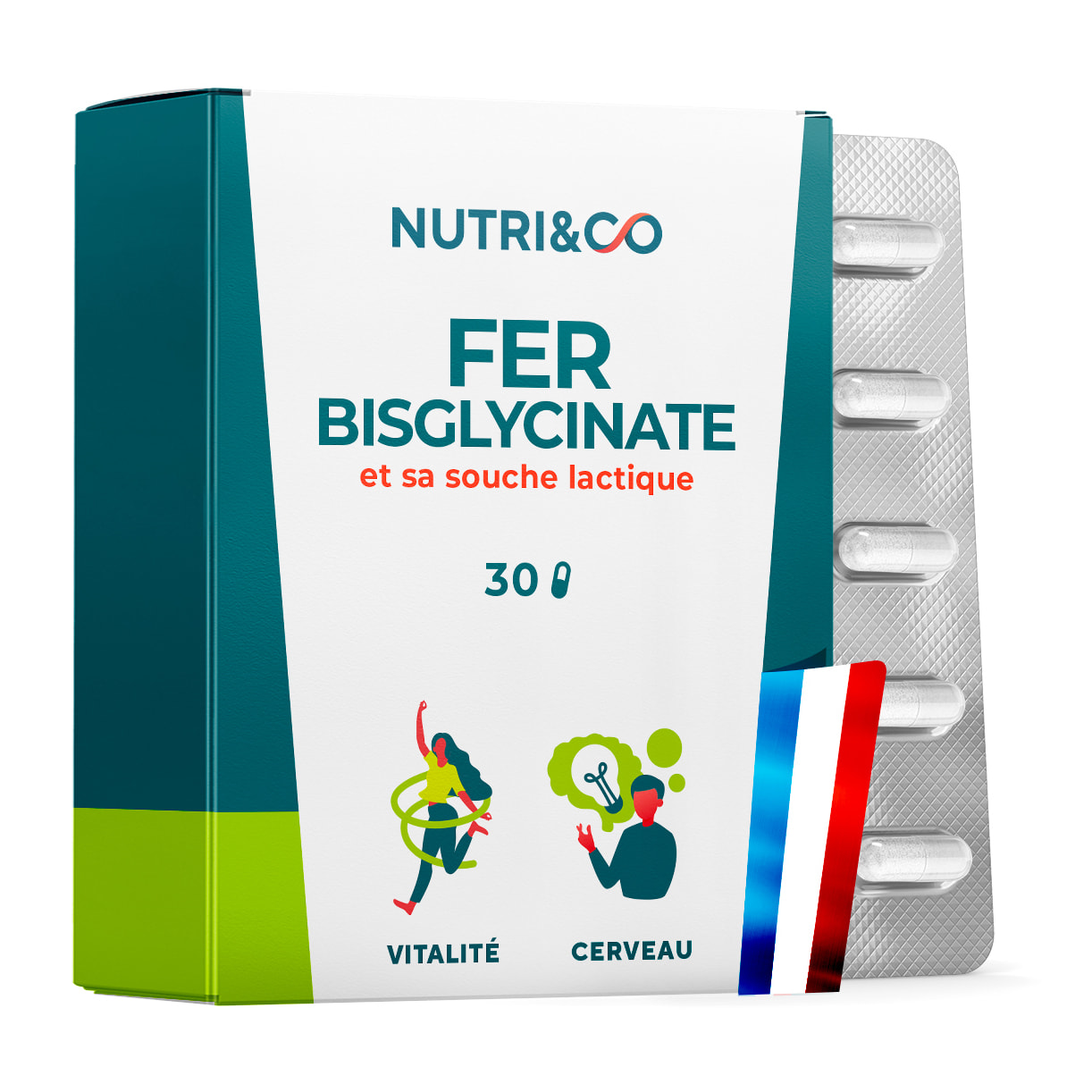 Nutri&Co Fer Bisglycinate et sa Souche Lactique - 30 gélules Vegan