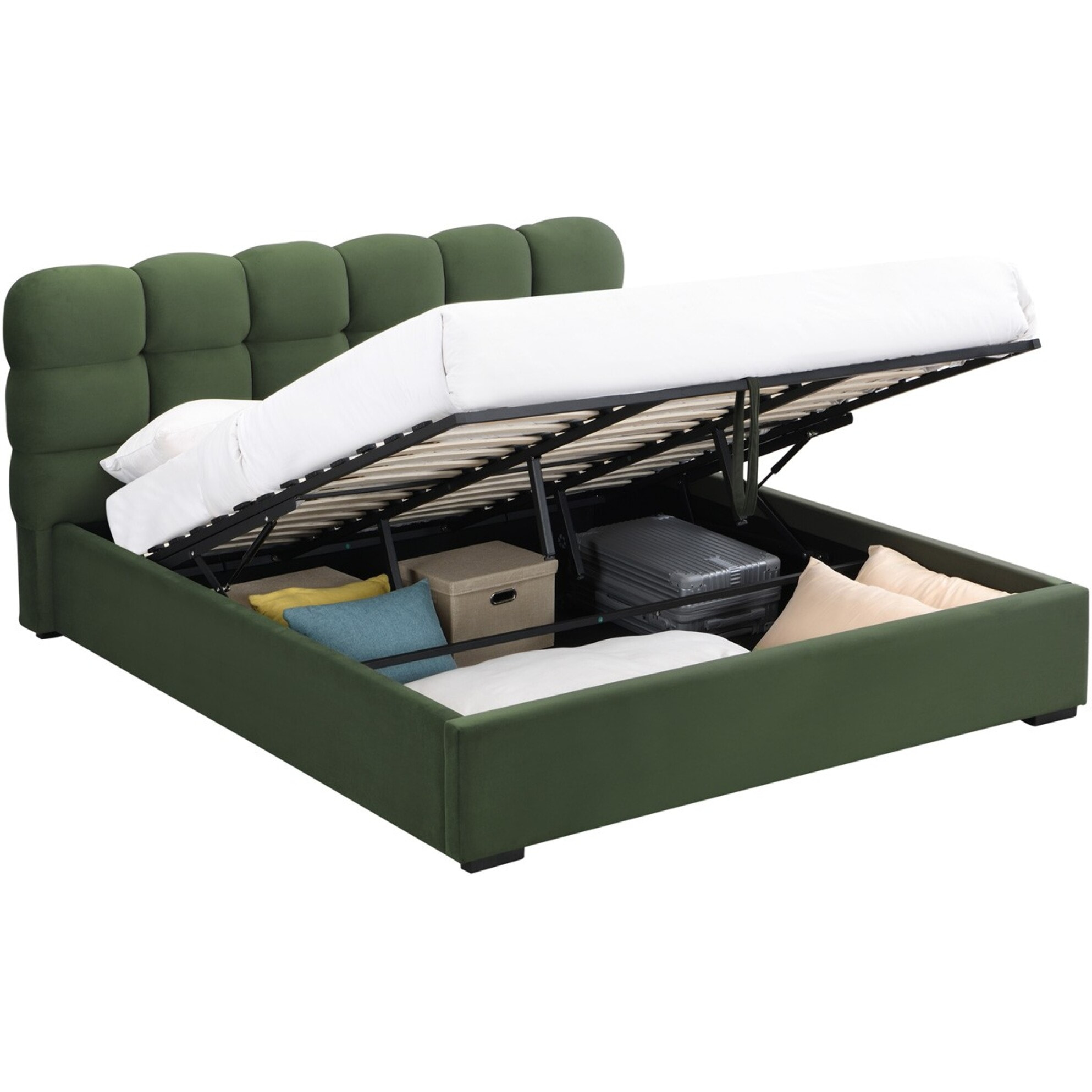 Lit coffre avec tête de lit en velours - LOLA