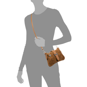 Allerona Bolso de mano Mujer. Piel auténtica Gamuza Grabado Fantasía.