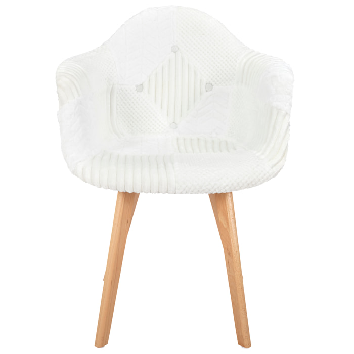 Fauteuil Scandinave Patchwork Blanc - Lot De 2