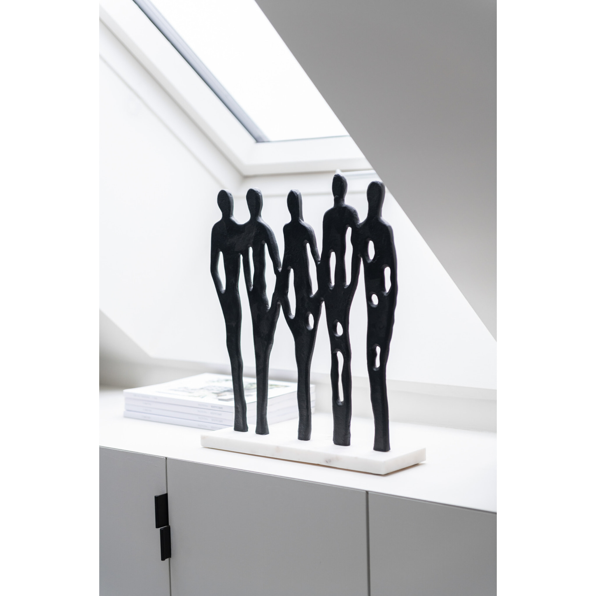 J-Line Personnages En Rang Aluminium/Marbre Noir/Blanc