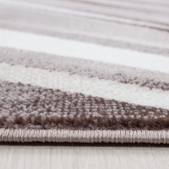 PARMA - Tapis à poils ras à motif graphique marron - PAR9210MAR