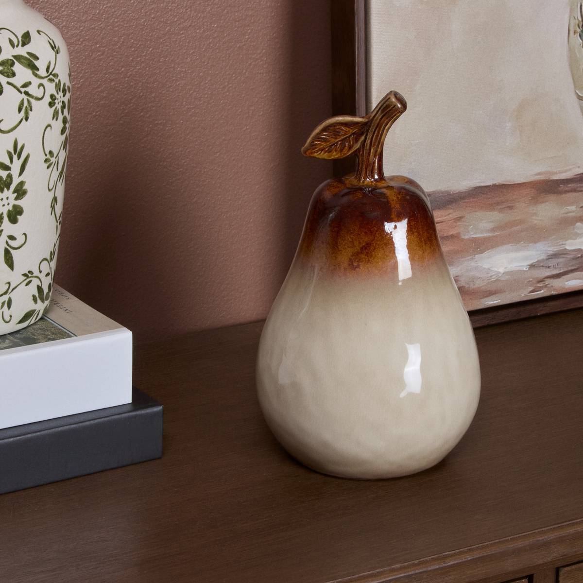 Poire déco Lesly H.21cm beige