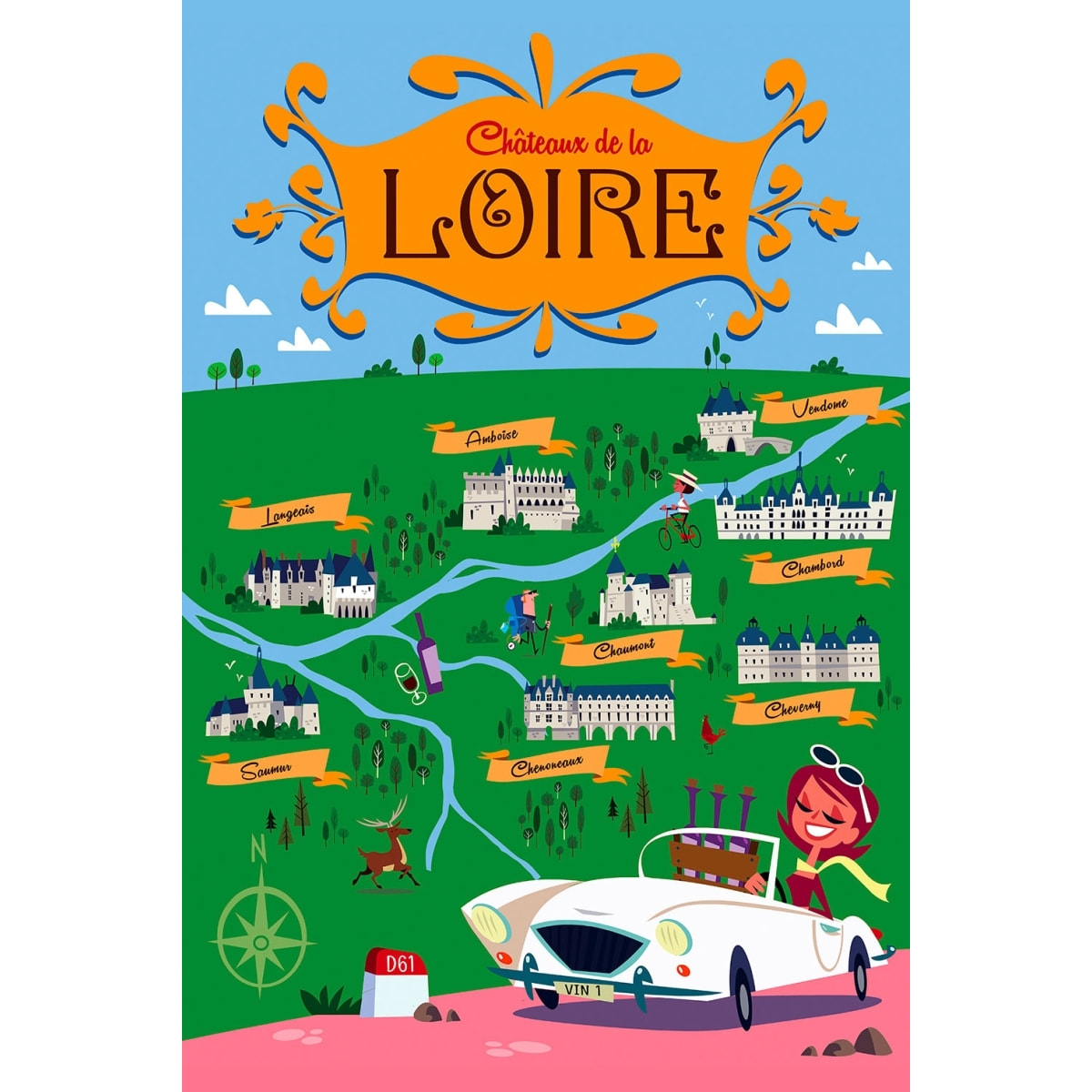 Tableau sur la route des chateaux de la loire Tableau alu Dibond