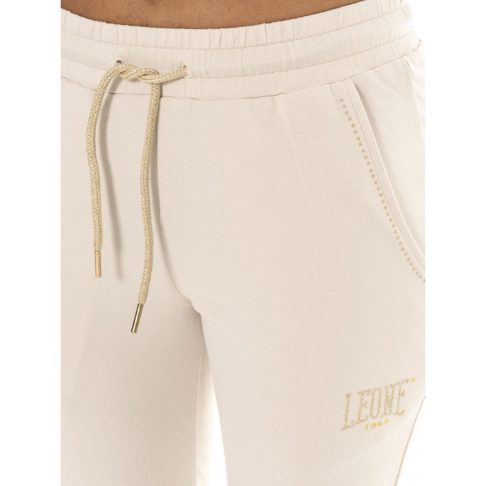 Tuta da donna in cotone non garzato con colletto e zip Leone Chic Gold