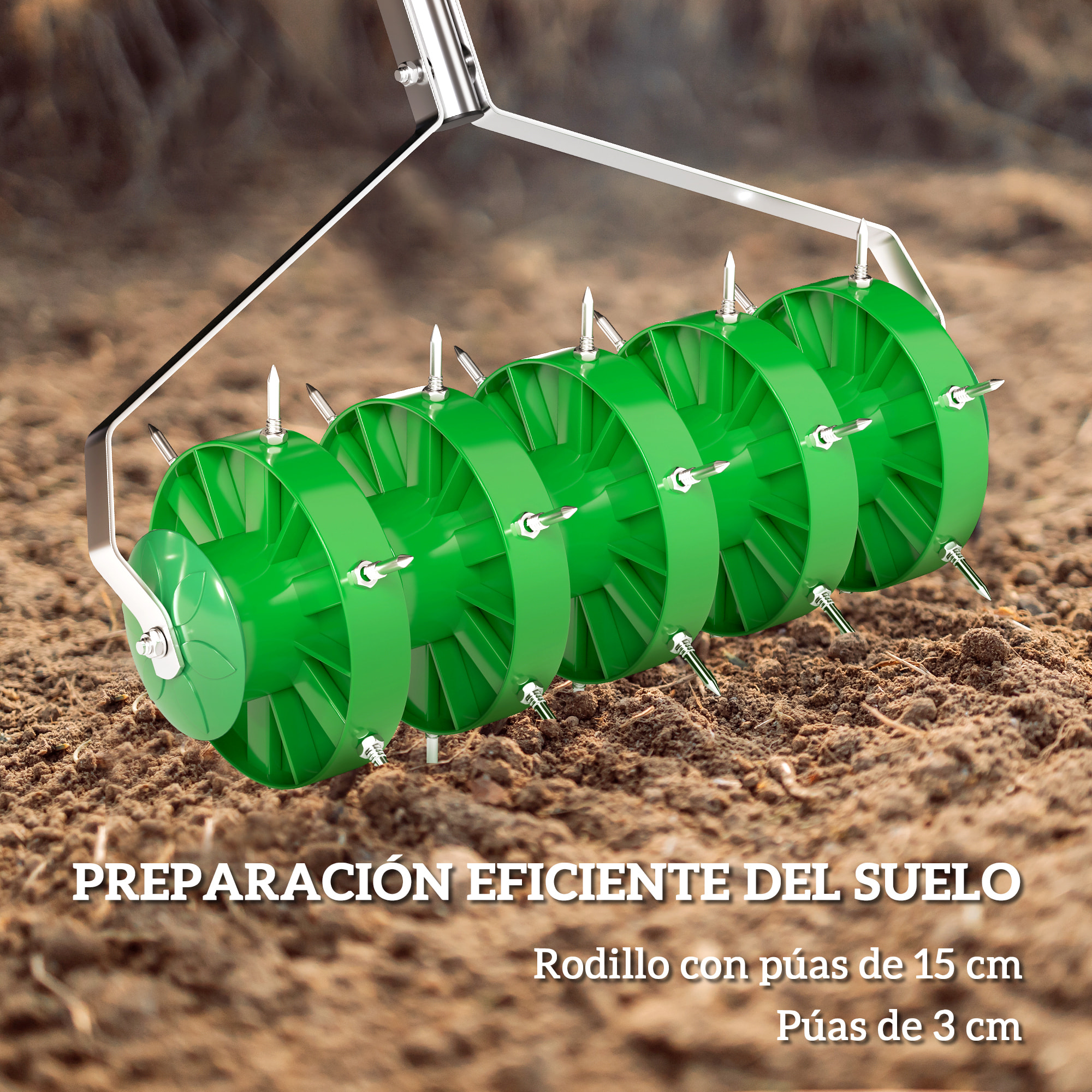 Rodillo Aireador de Césped, Aireador de Césped Manual con Clavos y Mango Desmontable de 100 cm en Tres Piezas y Púas para Aflojar el Suelo, para Jardín, Patio, 45 cm Ancho