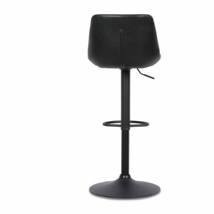 Lot de 2 tabourets de bar réglables - Noah - simili cuir noir - hauteur réglable 60.5/81.5cm . repose-pieds