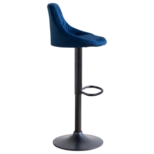 Lot de 2 tabourets de bar en velours bleu ROBIN