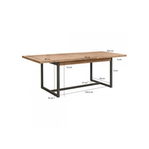 Table de repas extensible en bois et métal L180/220cm - POSITANO