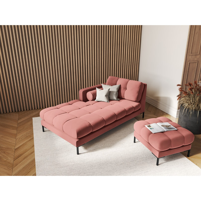 Méridienne gauche "Bali" en velours rose