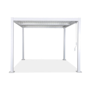 Pergola bioclimatique blanche. aluminium et acier. 3x3m. lames orientables