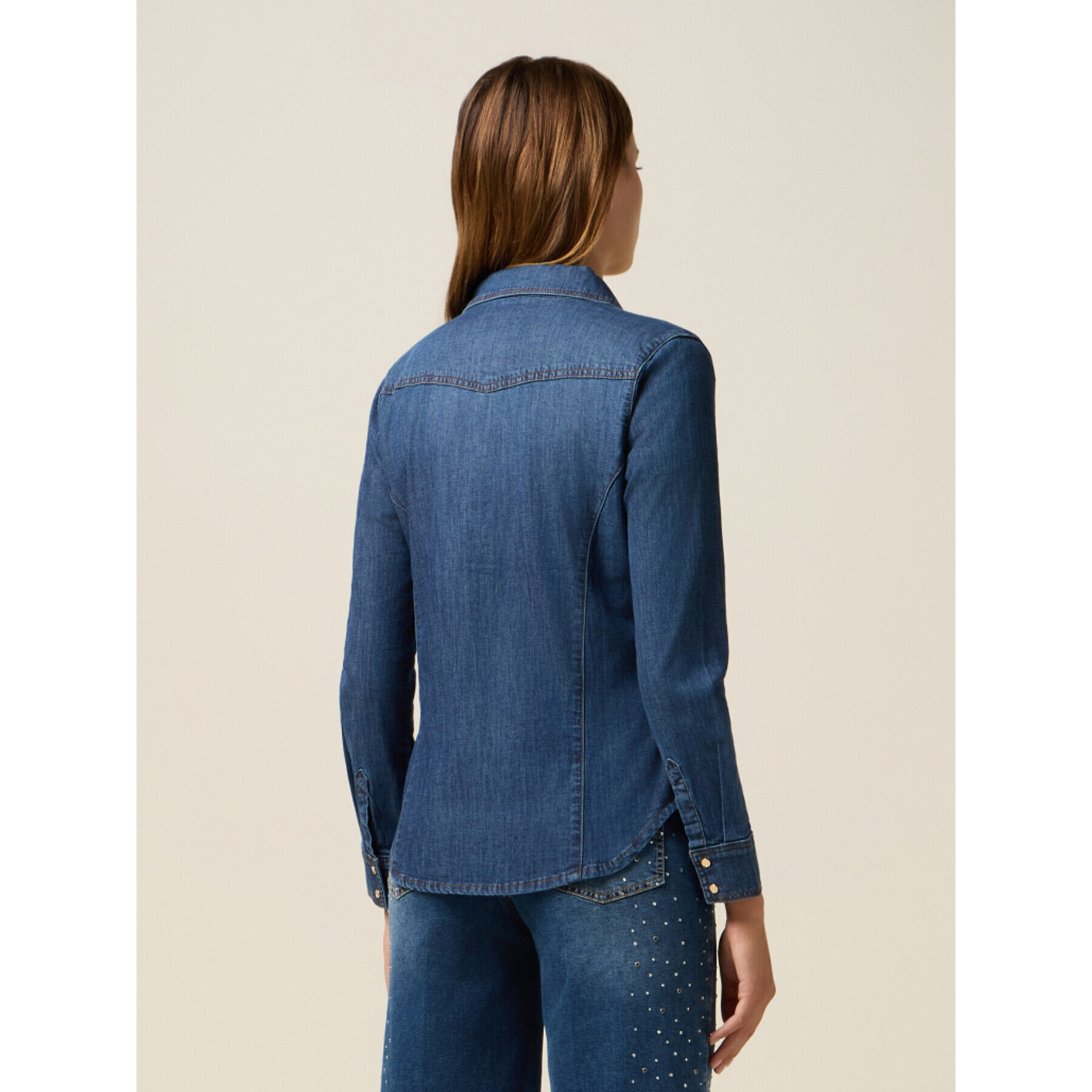 Oltre - Camicia in denim stretch - Blu