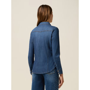 Oltre - Camicia in denim stretch - Blu