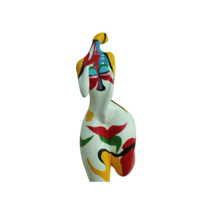 Statue femme en résine peinture multicolore H59cm - SPOSA 01