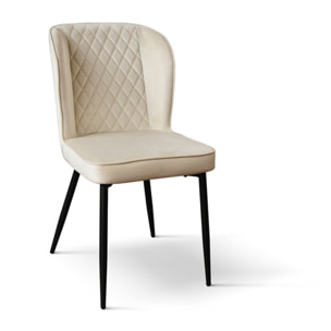 Set di 4 sedie SOHO in velluto beige e gambe in metallo antracite