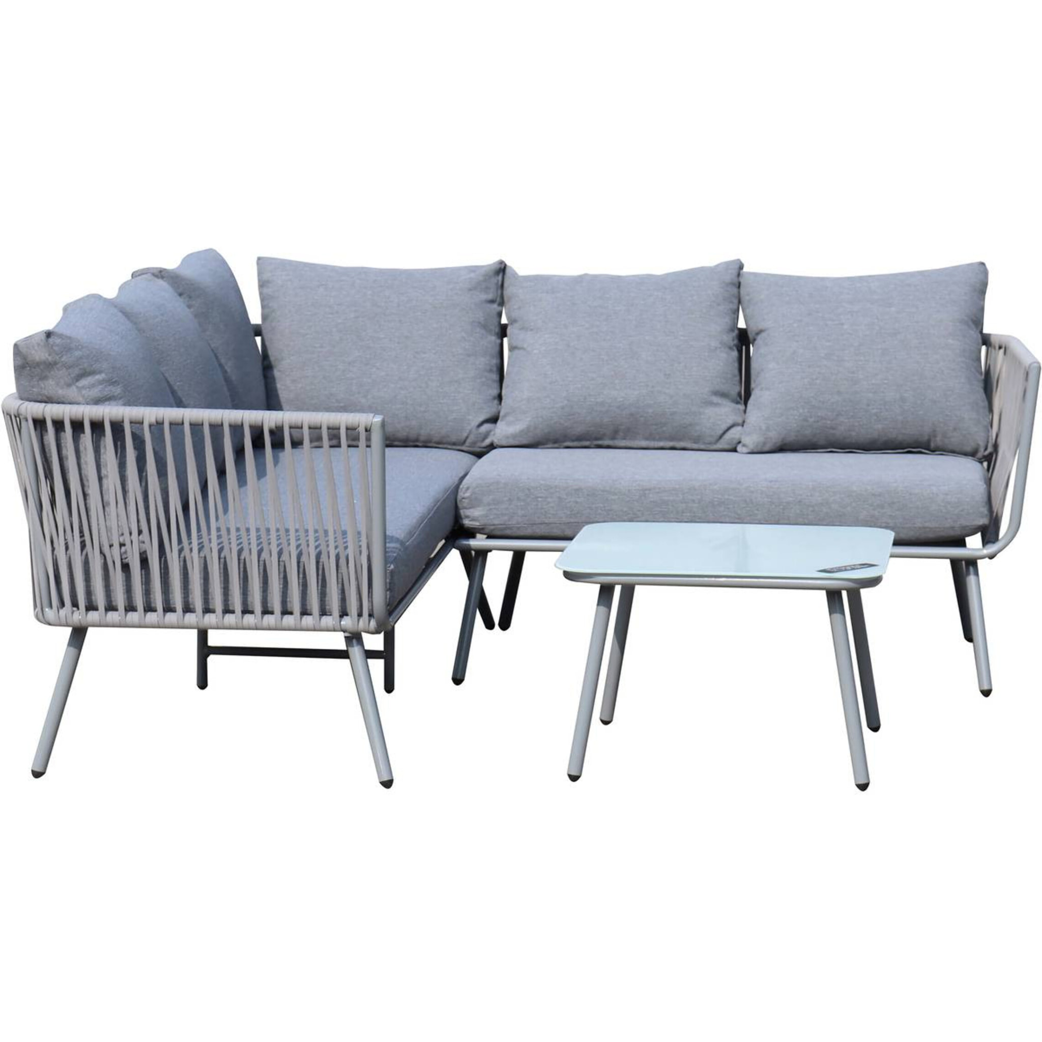 Salon de jardin en corde tressée "Zanzibar" - Gris clair