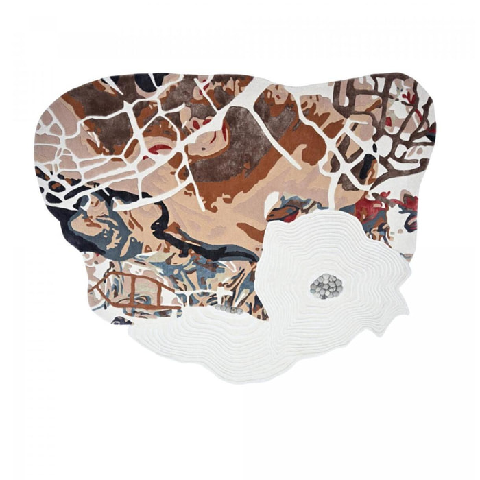 Tapis salon, motif fresque artistique, texture en relief, RODI
