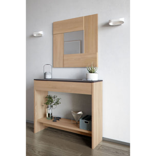 Consolle Mobile Ingresso Con Cassetto Ripiano E Specchio Quadrato Design Salvaspazio Moderno Per Soggiorno Camera Cameretta 92x33x79 cm Rovere