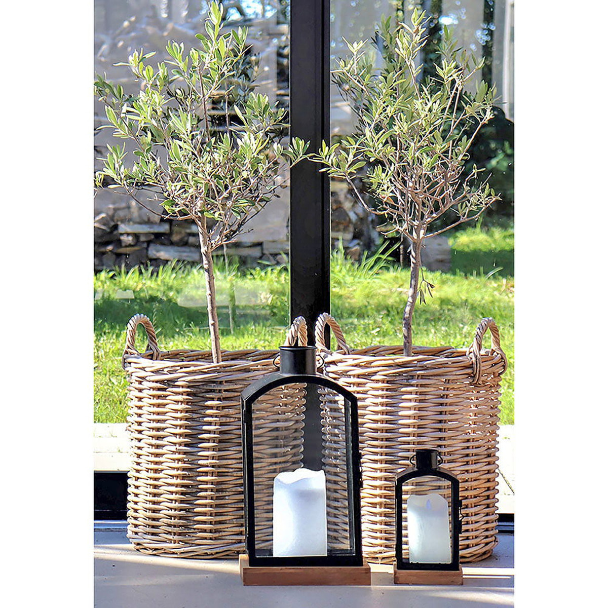 Set di 2 cesti Indo in rattan kubu naturale - misure assortite
