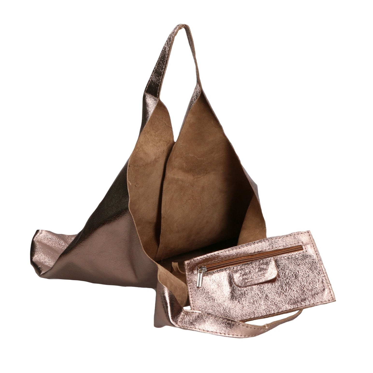 Borsa a spalla da donna - Modello Argenta - Pelle laminata - 44.0 x 38.0 x 3.0 cm