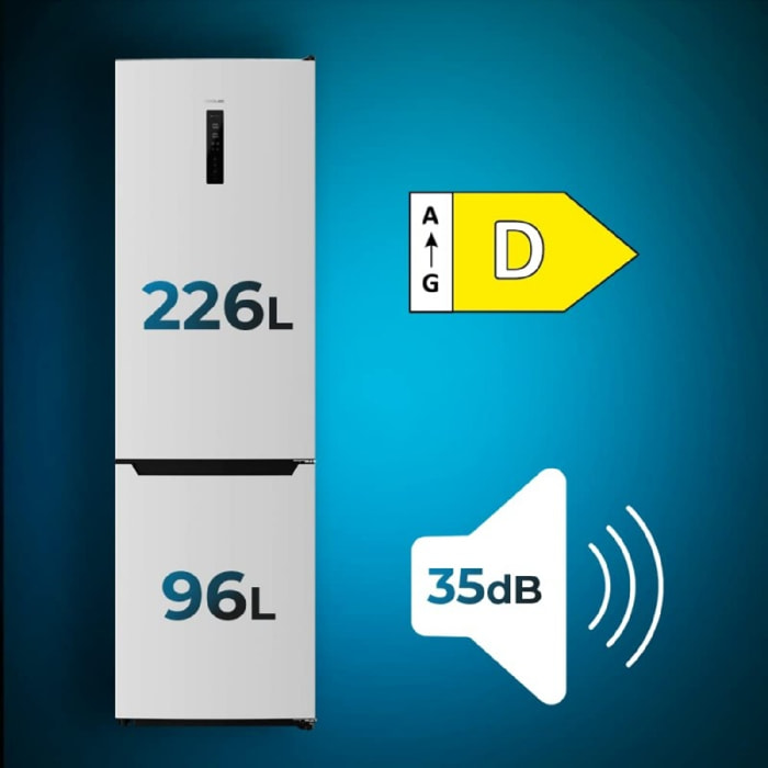 Frigorífico Combi 2 Puertas Bolero CoolMarket Combi 322 White D. 322 L, Altura 1