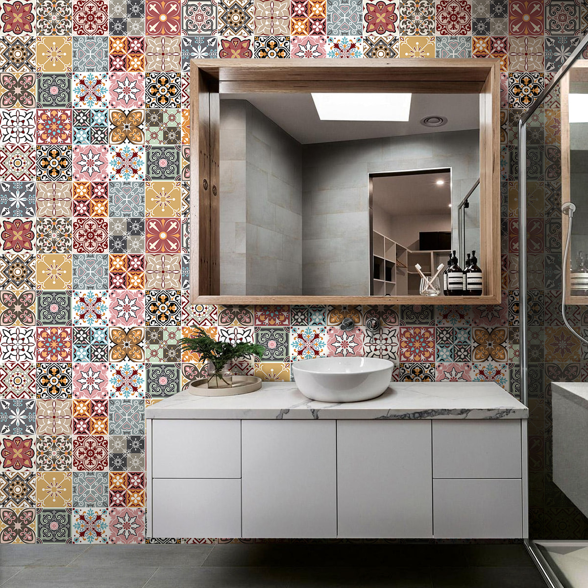 Stickers muraux - Sticker Mural Carrelage adhésif Cuisine Salle de Bain - 60 STICKERS CARRELAGES THOVIGA