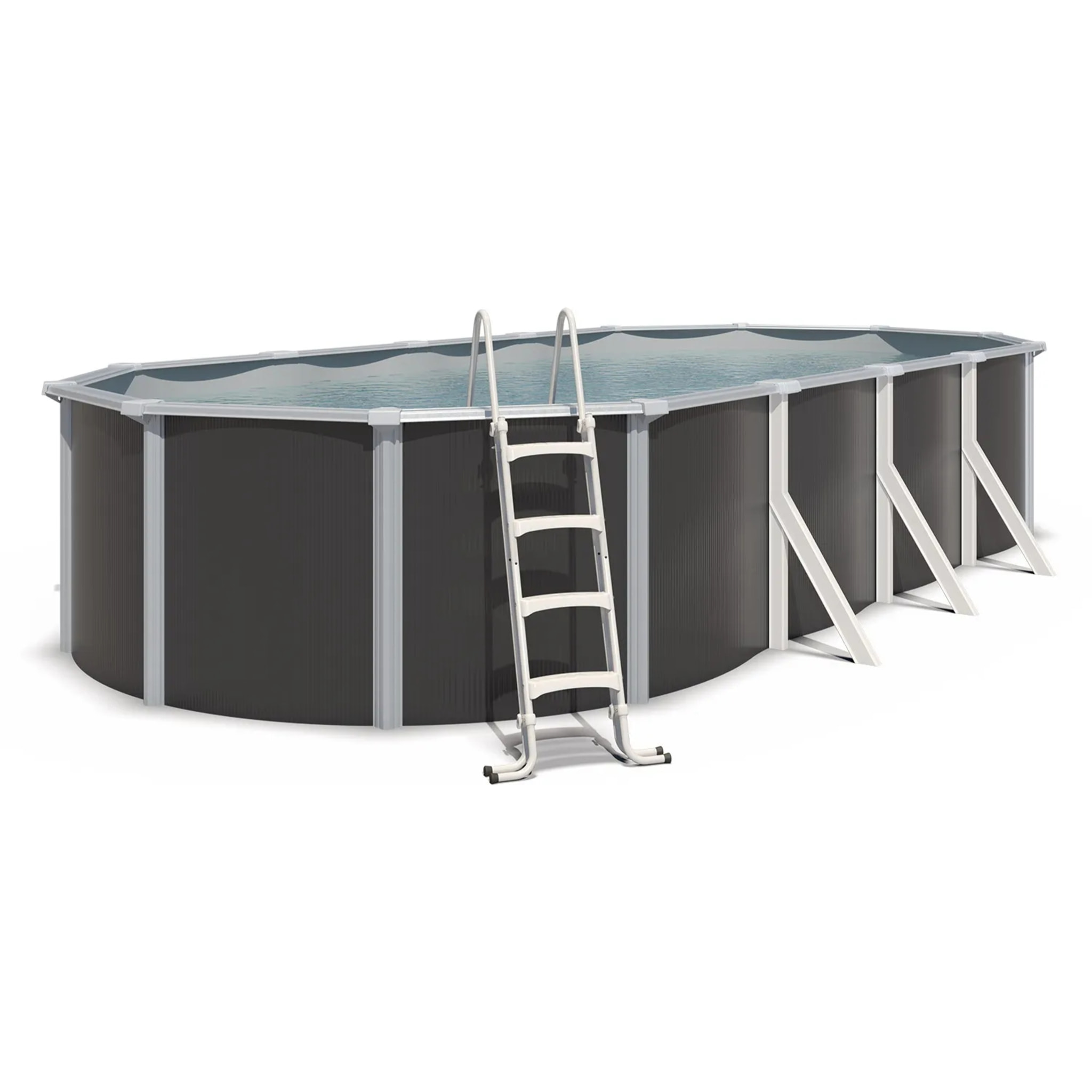 Piscine hors sol acier ovale 7,30 x 3,65 x 1,32 m anthracite VARUNA