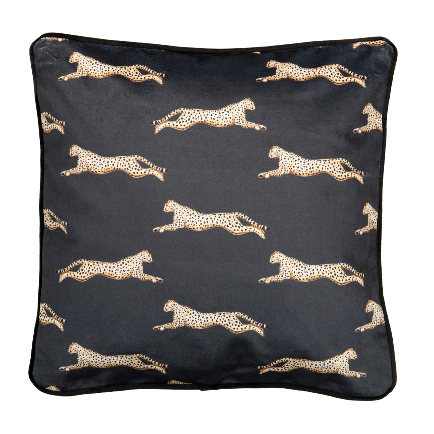 Cojin Velvet Leopardos Negro Dorado 45x13x45 Cm