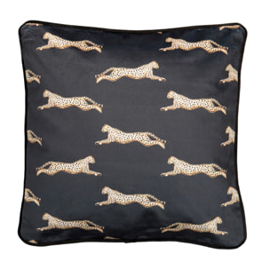 Cojin Velvet Leopardos Negro Dorado 45x13x45 Cm