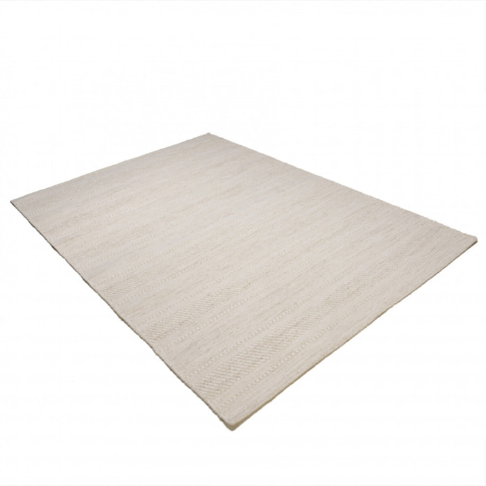 CHARLES - Tapis rectangulaire 160x230cm laine texturée nuances de beige