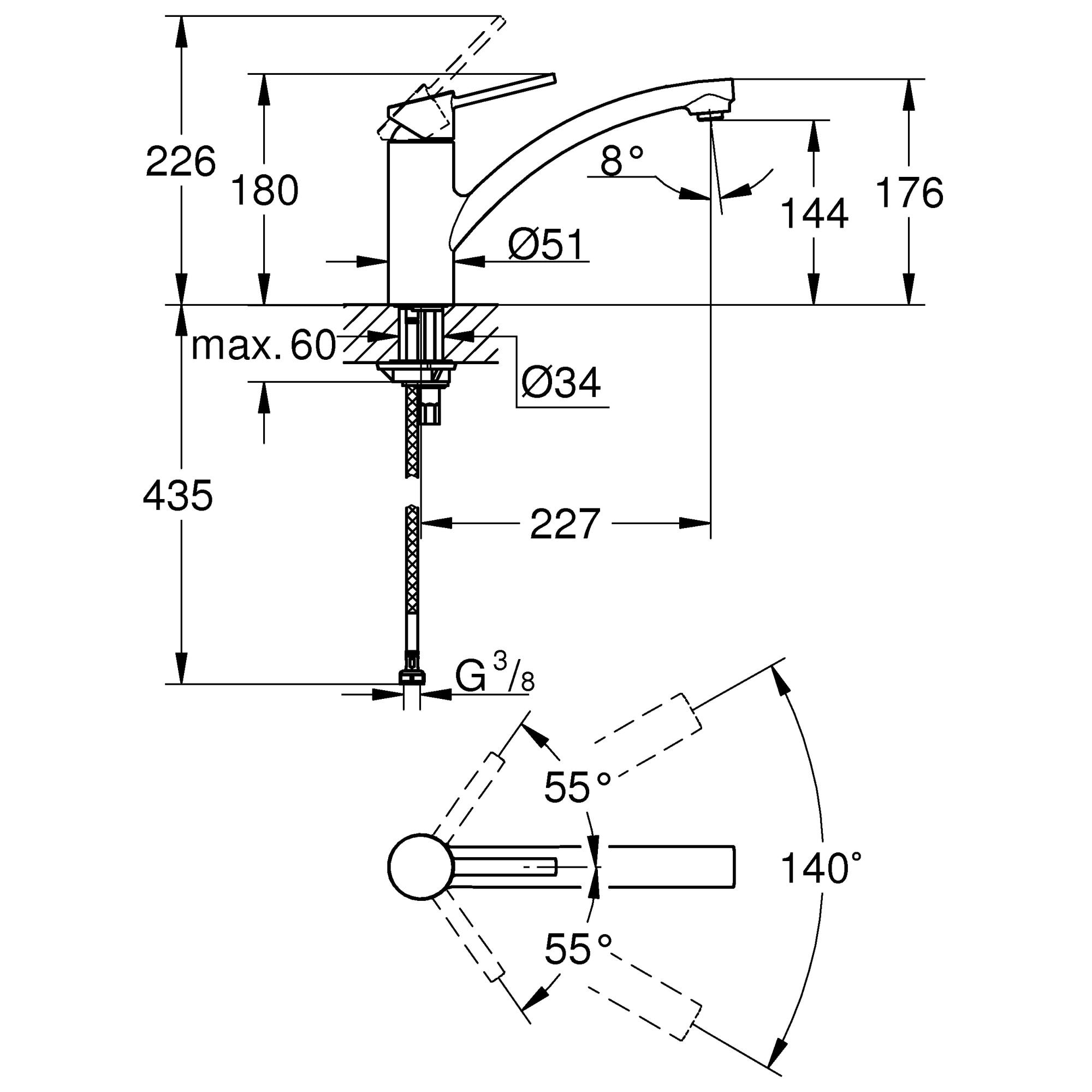 GROHE Swift Mitigeur monocommande Evier Chromé