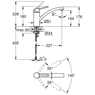 GROHE Swift Mitigeur monocommande Evier Chromé
