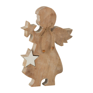 J-Line figurine Ange Etoile - bois de  Manguier - blanc - large