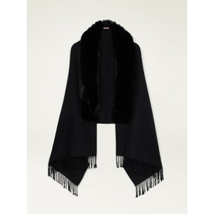 Oltre - Poncho with furry edge - Negro