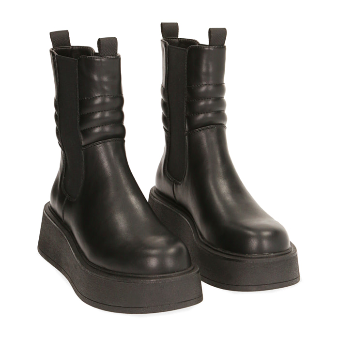 Chelsea boots neri, platform 5 cm