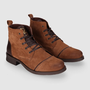 Botines de Serraje - Camel - Tacón: Bajo