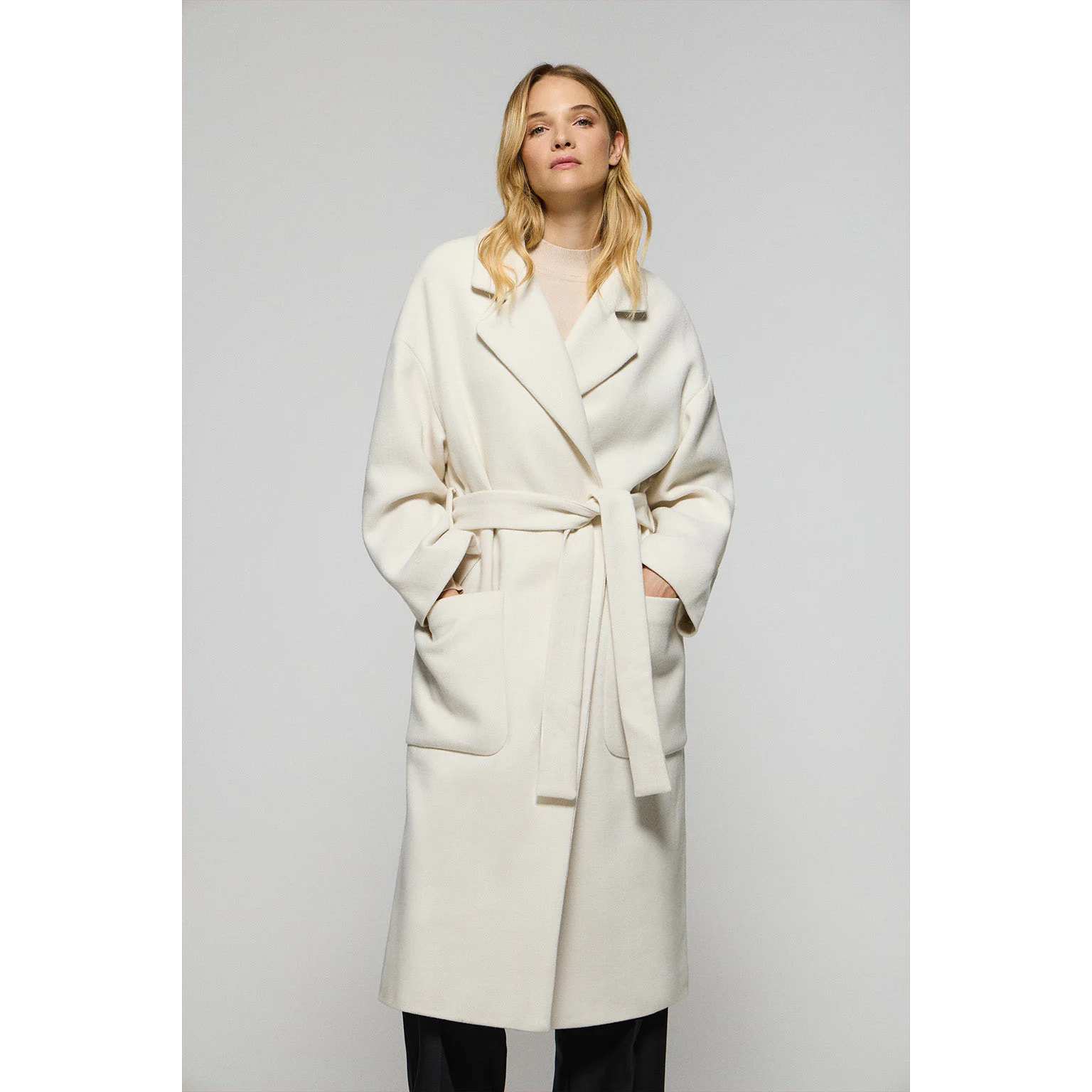 Abrigo largo Carrie beige de paño y detalles Polo Club