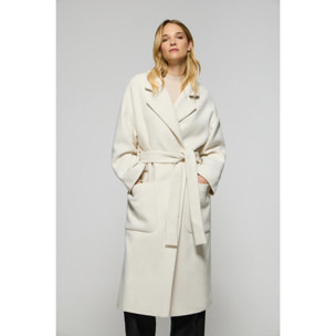 Abrigo largo Carrie beige de paño y detalles Polo Club