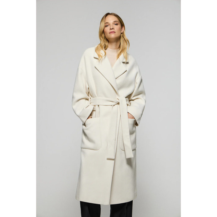 Abrigo largo Carrie beige de paño y detalles Polo Club